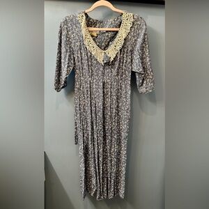 Vintage Dress Blue Floral Print Piccalino Petites CottageCore Size 2 petite